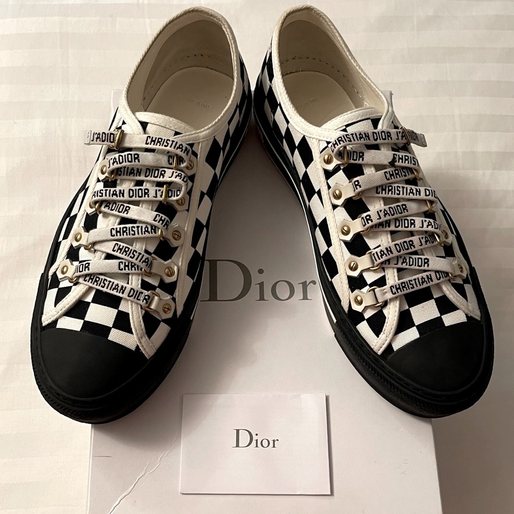 BNIB Dior Walk’n’Dior Printed Canvas 15W Off White & Black size 40